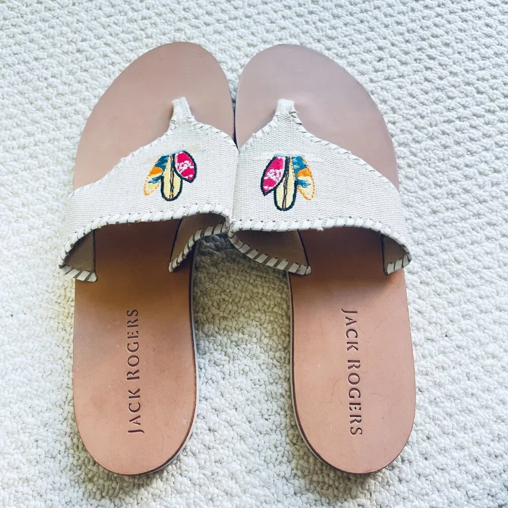 Jack Rogers Surfboard Tan Canvas Leather Shoes 11M NWT - Picture 2 of 3